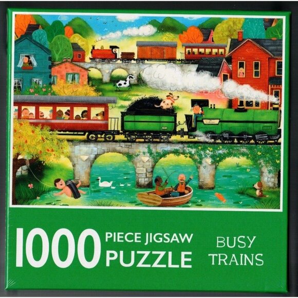Busy Trains 1000 Piece Jigsaw Puzzle Page Publications Collection NEW Sealed NIB - Picture 1 of 4